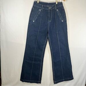 NWOT Women's Denim Jeans High-Waisted Wide Leg Western Pants Y2K Retro Sz M